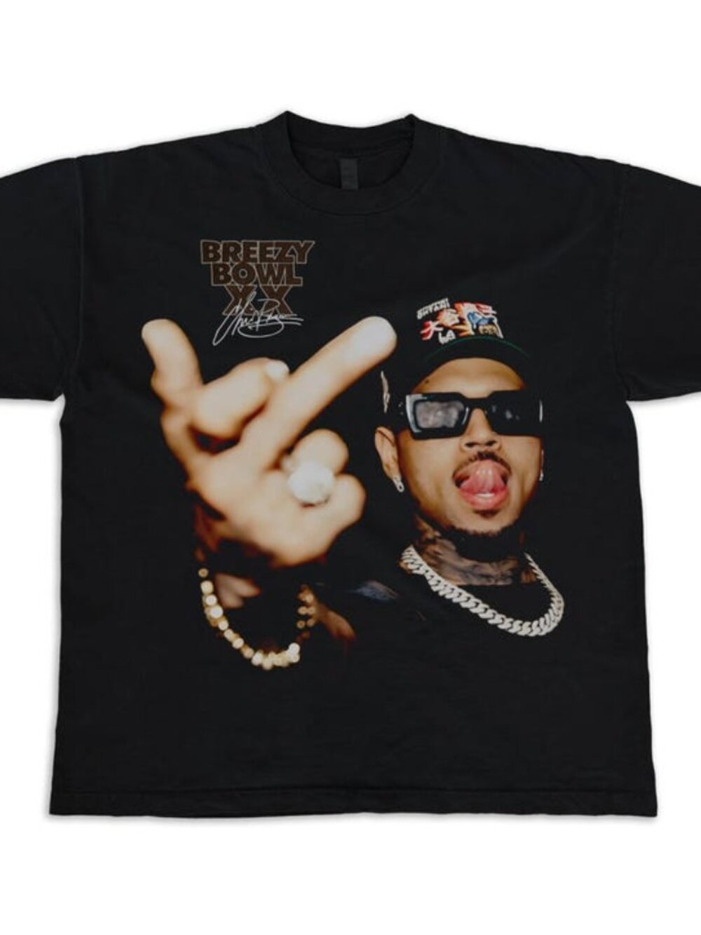 Chris Brown Breezy Bowl Vintage Look Big Face T Shirt